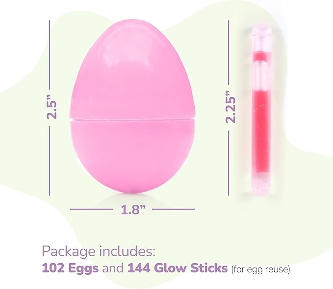 ArtCreativity Glow in the Dark Easter Eggs Set - 102 Eggs and 144 Glowsticks - Multiple Colors for a Glowing Spectacle - Unique Easter Egg Hunt Supplies - Glow in the Dark Party Favors