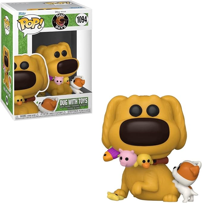 Disney Pixar: Dug Days - Dug with Toys Funko Pop! Vinyl Figure (Bundled with Compatible Pop Box Protector Case), Multicolored, 3.75 inches