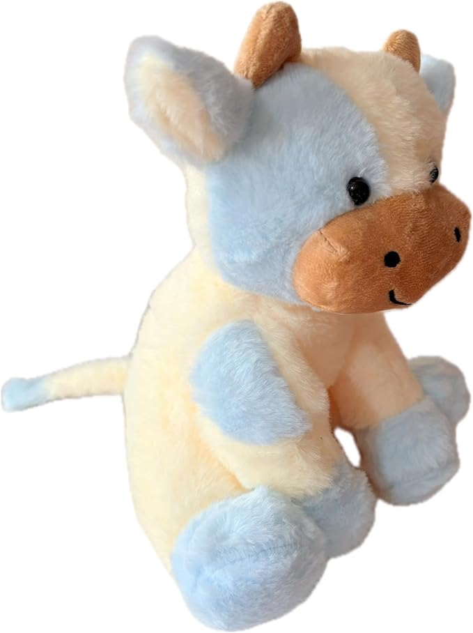 9 inches Cow Stuffed Animal Soft Plush Cute Cow Doll for Boys Girls (Blue Cow)