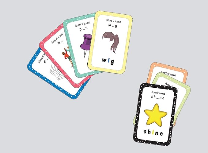 Creanoso Phonics Vowel Sounds Learning Cards for Boys Girls (2-Deck) – Learning Day Care Classroom Nursery Home Teaching Supplementary Educational Card Pack for Parent Teachers Boys Girls