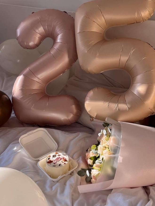 Light Brown Number 7 Birthday Balloon 40 Inch, Digital Balloons for 7 17 27 70 77 Party Celebration Decorations Supplies,Light Brown Mylar Foil Numbers Balloon for Seven Wedding Anniversary