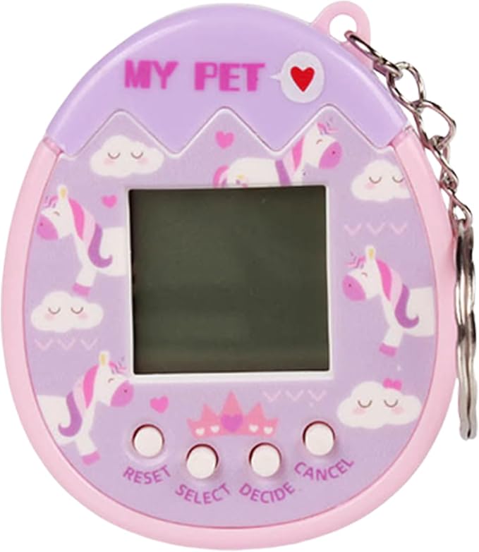 Digital Pet Keychain - Giga Pets Electronic Virtual Pet Toy, Durable PP with Stress-Relief Design, Social Skills Development for Kids, Teens & Adults (Birthday Gift) ﻿ (Purple)