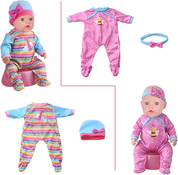 UNICORN ELEMENT 10 Sets Baby Doll Clothes for 14-18 Inch Dolls, 17 Inch Baby Doll Clothes and Headbands Outfits Pjs Accessories for 43cm New Born Dolls