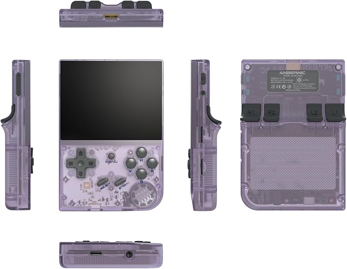 RG35XX Handheld Game Console Support Linux Garlic OS HDMI and TV Output 3.5 Inch IPS Screen 64G TF Card 6800+ Classic Games 2600mAh Battery (RG35XX-purple+Bag)