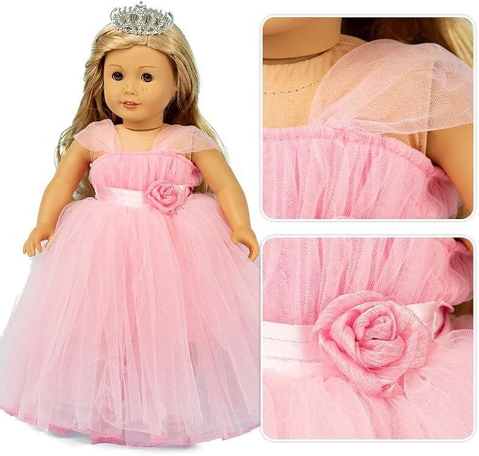 Girls Doll Clothes and Accessories , Princess Costume , Wedding Dress , Party Gown Dress for 18 inch Dolls (3Pcs)