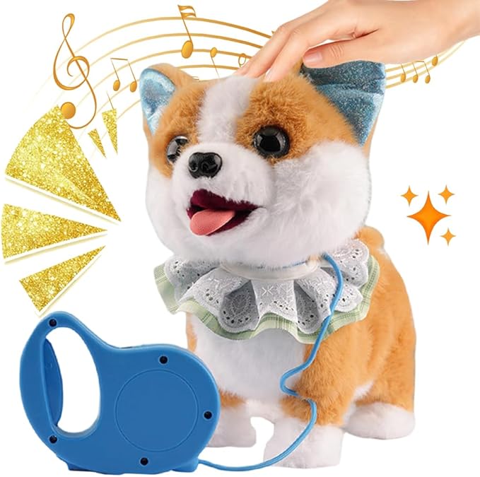 Orgone Robot Dog Lifelike Toy, Interactive Robot Dog with Touch Sensing Voice Music Mimic Leash Remote Soft Fur – Battery Powered Puppy (1PC - E)
