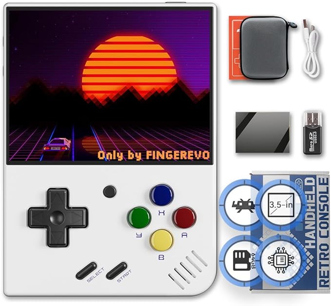 Miyoo Mini Plus Handheld Game Console 3.5-inch 640*480 IPS Screen 3000mAh Miyoo-mini+ with Portable Case White