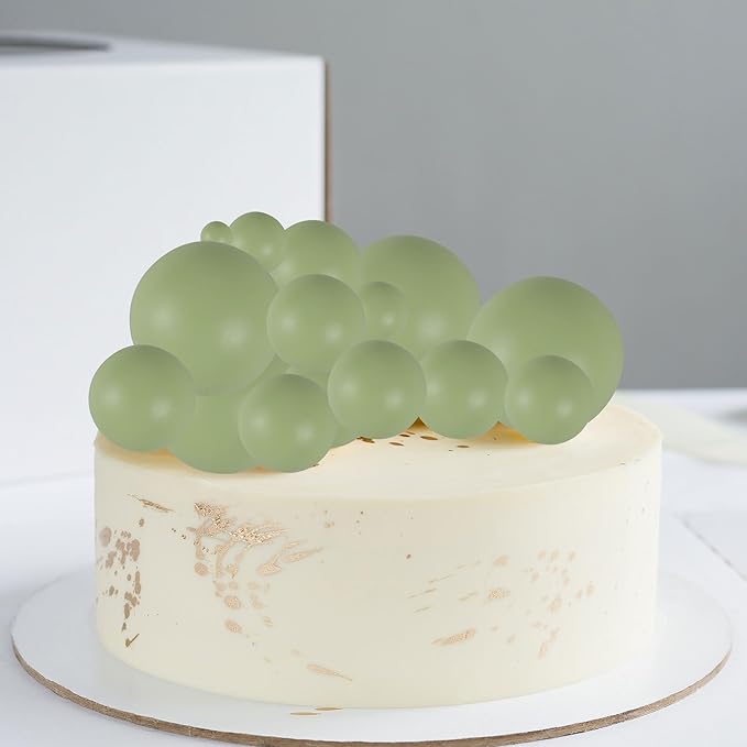 Gyufise 30Pcs Ball Cake Toppers Balls Cupcake Toppers Insert Foam Ball Shaped Cake Picks Mini Balloon Cake Decoration for Wedding Baby Shower Birthday Party Cake Decorations Supplies Matcha Green