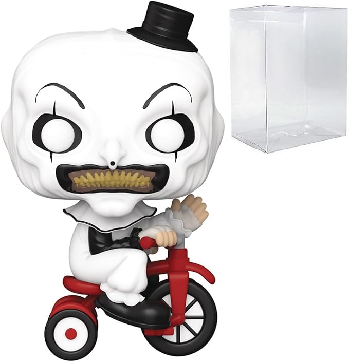 POP Funko Movies: Terrifier - Art The Clown with Bike Vinyl Figure (Bundled with Compatible Box Protector Case) Multicolor 3.75 Inches