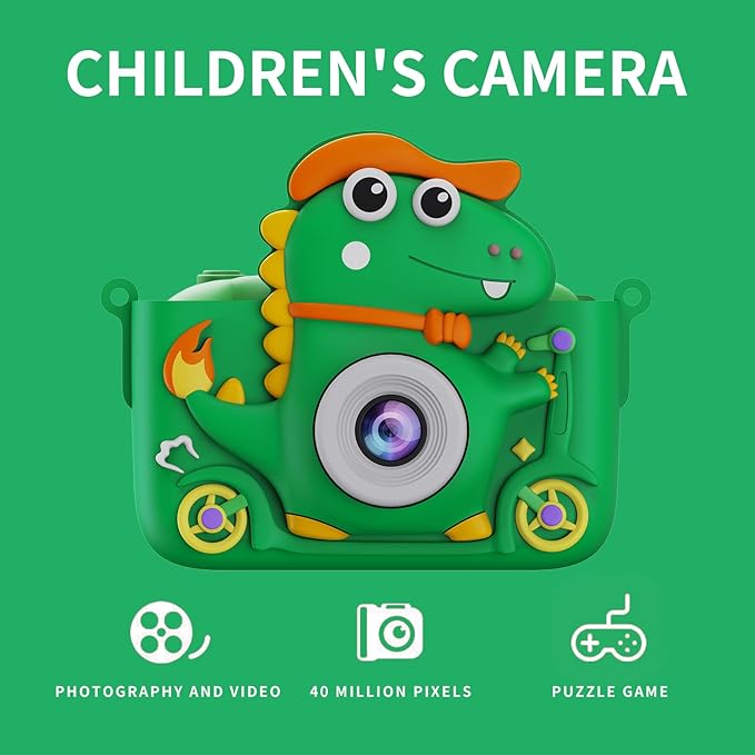 Kids Camera,with 2.0 Inch LCD Screen,32GB Memory Card,Dinosaur Toy Camera for Boys and Girls