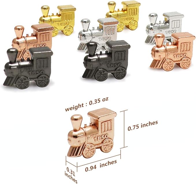 Exqline Mexican Train Dominoes Accessories - with 6.5" Pine Mexican Train Hub, 70-Sheets Mexican Train Score Pads and 8 Colored Die-Cast Train Markers, for Mexican Dominoes Train Game Set