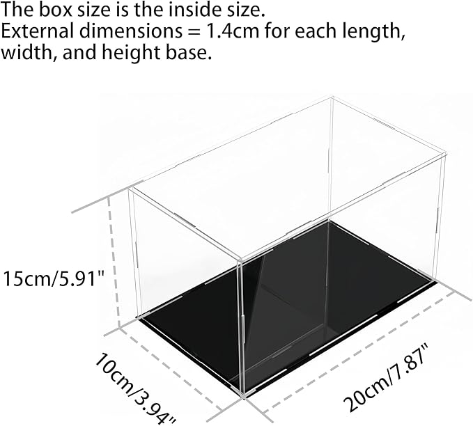 20 x 10 x 15cm Acrylic Clear Display Case Perspex Box Display Cabinets for Collectables, Assemble Countertop Dustproof Protection Showcase for Toys Models Action Figures