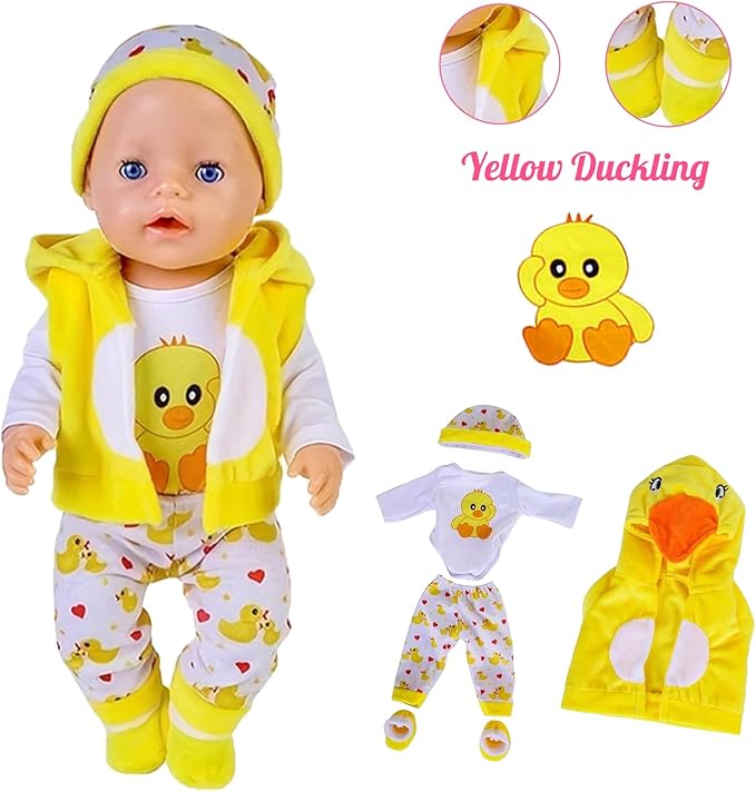 14-18 Inch Baby Doll Clothes 5 Sets Accessories Dress with Hats Socks for New Born 43cm Toy Baby Doll 14-16 Inch/15 Inch/18 Inch/Girl&Boy