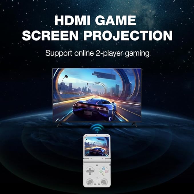 Miyoo Flip V2 Retro Handheld Game Console, 3.5'' IPS Display, RK3566 Chip, Dual Joysticks, HDMI & WiFi, 3000mAh Battery, Portable Emulator Console for Classic Games (Gray-No Memory Card)