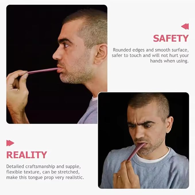 5PCS Realistic Fake Tongue Gross Jokes Prank Magic Tricks Halloween Horrific Magicians Props, Fake Tongue Piercing, Magic Kits and Accessories, Novelty and Gag Toys
