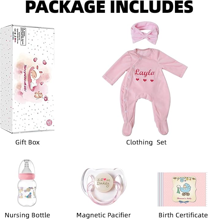 Realistic Reborn Baby Dolls – 18-Inch Lifelike Newborn Baby Doll with Open Eyes, Poseable Handmade Real Life Baby Doll, Gift Set with Accessories for Kids Ages 3+