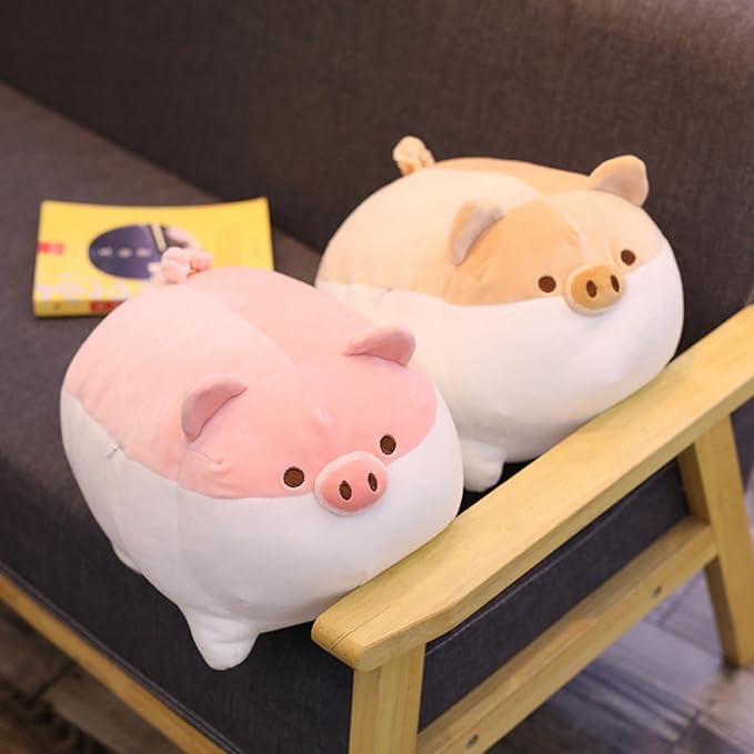 Levenkeness Soft Fat Pig Plush Hugging Pillow,Cute Piggy Stuffed Animal Doll Toy Gifts for Bedding, Kids Birthday, Valentine, Christmas (Brown, 15.7")
