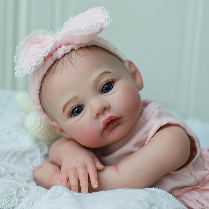 Realistic Reborn Baby Dolls - 18 Inch Lifelike Newborn Real Life Baby Dolls Girl with Soft Weighted Body, Real Baby Doll Gift Set for Kids Age 3+,Dress