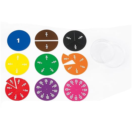 edxeducation LEARNING ADVANTAGE-19035 Fraction Circles - Set of 51-9 Values and Colors - Teach Fraction Equivalents and Parts to Whole