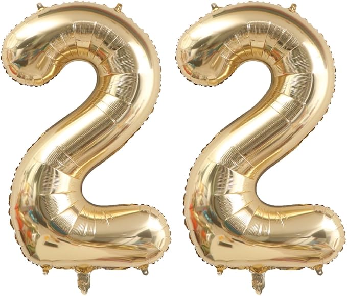 40 Inch Light Gold 22 Number Balloons White Gold Giant 22 Foil Mylar Helium Large Digital Balloon Champagne Gold Birthday Numbers Jumbo Balloons 22nd Anniversary Party Decorations Supplies