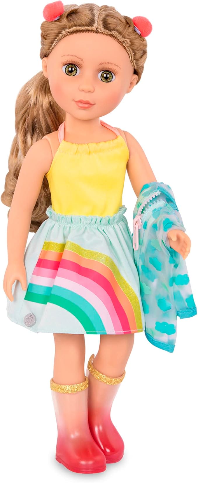 Glitter Girls – 14-Inch Doll Clothes – Smile! Rain Or Shine Outfit – Rainbow Dress, Hair Clips, Raincoat, and Rain Boots – Toys, and Accessories for 3+ Years