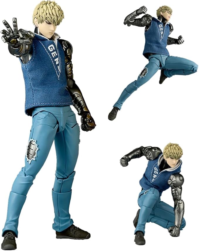 Genos Figurine Articulated Figure Anime Super Action Statue 5.9" Movable Replaceable Parts Genos Action Figure Collectibles Gift