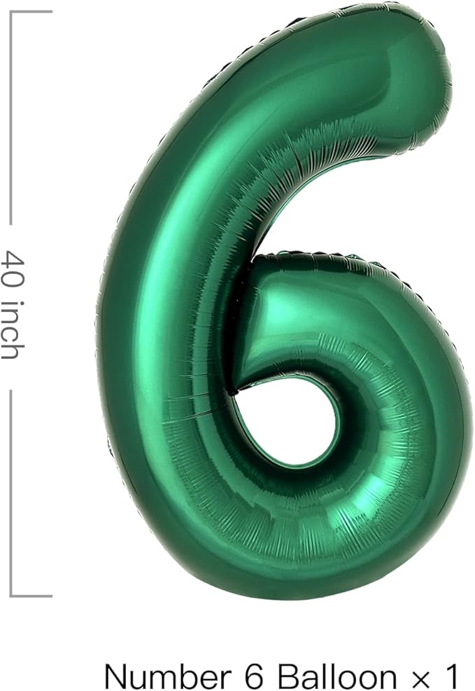 Dark Green Number 6 Balloons Large Emerald Green Number Balloons 40 Inch Jungle Safari Birthday Party Supplies Graduation Decorations Forest Green 6 Balloon