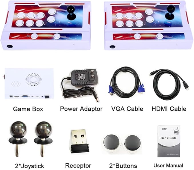 GWALSNTH 32000 in 1 Wireless Pandora Box Bluetooth Arcade Games Console,1280X720 Display,3D Game,Search/Save/Hide/Pause,1-4 Players