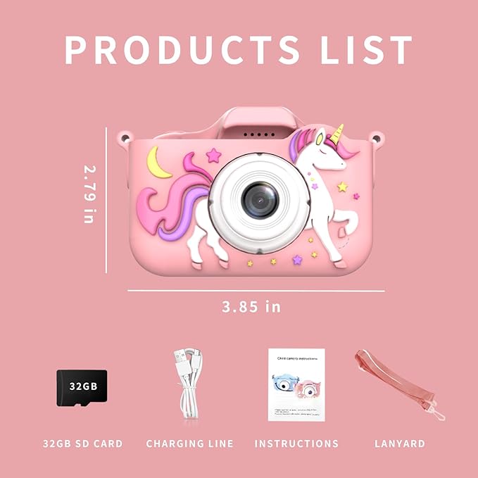 Kids Camera, 2.0 Inch LCD Screen,32GB SD Card, Gift for Girls
