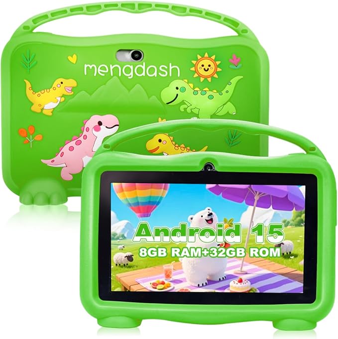 Kids Tablet, 7 inch Tablet for Kids, Educational Learning Toddler Tablet Android 15, 8(3+5) GB RAM+32GB ROM Storage, WiFi,for Baby Girl boy 3-10(Green)