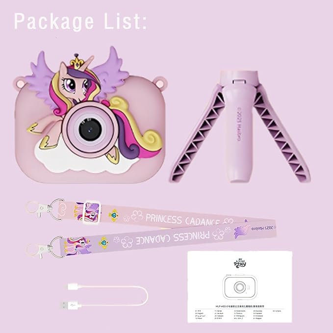 My Little Pony Princess Series Children's Cameras，Digital Point & Shoot Cameras with Bracket, Christmas Birthday Gifts Girls Boys Age 3-12, Kid's Camera with SD Card，Princess Cadance