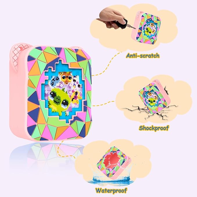 Silicone Case for Bitzee Magicals Digital Pet, Skin Sleeve for Bitzee Magicals Interactive Digital Pet Protective for Girls & Boys with Lanyard (Pink)