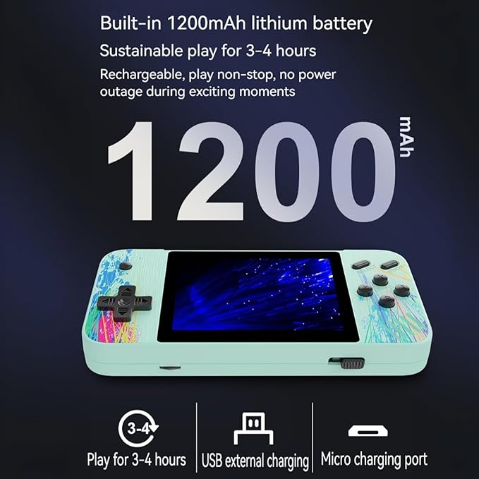 Retro Handheld Game Console, 3.5-inch HD Screen, 800 Classic Games, Single Player or 2-Person Game Mode, Gameboy，Retro Gaming Console，Grey/Pink (Pink)