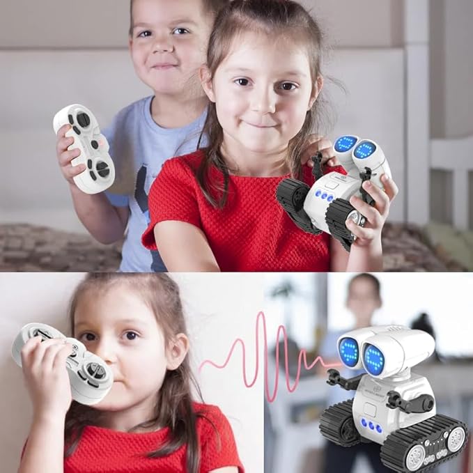 Remote Control Robots Toy, USB Rechargeable Movable Robot Toy with LED Eyes & Music, Robot Toy for Kids, Birthday Gift for Boys & GirIs
