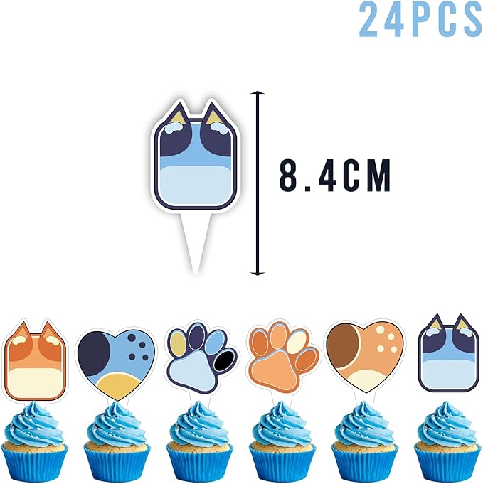 Blue Dog Birthday Party Supplies,Blue Party Decoration with Blush Nude Orange Balloons,Birthday Banners,Cake Toppers