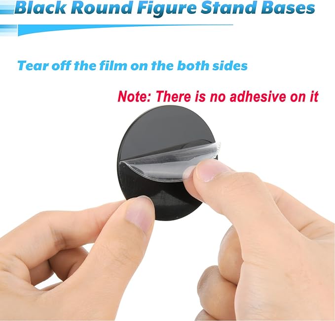 Cosmos 12 Pcs Round Action Figure Stand Base Acrylic Figure Display Stands Miniature Bases Mini Doll Model Display Holder Accessories for Figures, Dolls, Small Collectibles (Solid Black, 50mm)