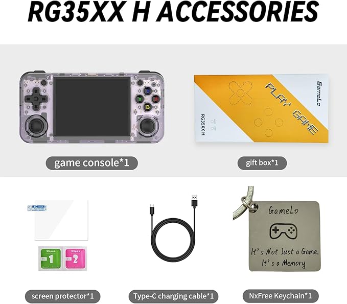 RG35XX H, Anbernic Retro Handheld Gaming Console with 64GTF Card, Dual Joystick Design 3.5-inch HD Screen Lasts up to 8 Hours High-Capacity Battery for Better Experience (64G Purple)