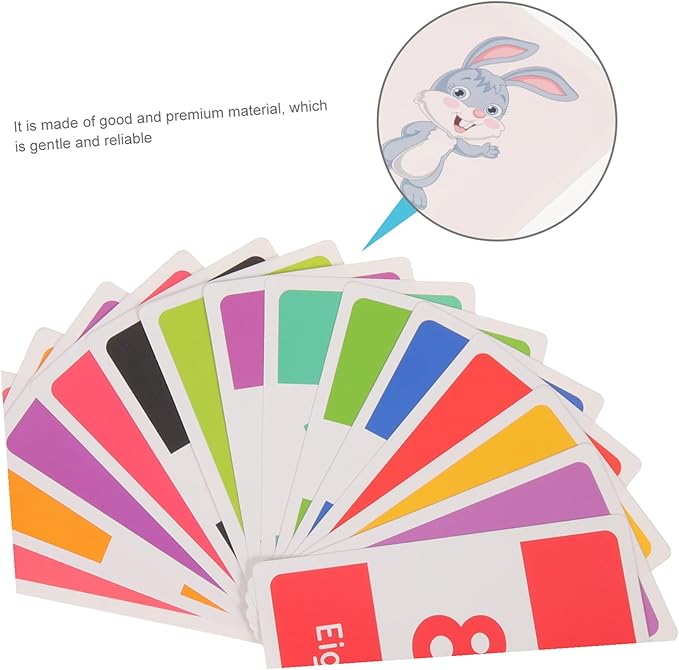 FRCOLOR 58Pcs Early Education Flash Cards for Ages Portable Lightweight Alphabet Numbers Colors Shapes Animal Teaching Word Cards for Cognitive Learning and School Use