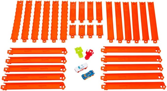 Hot Wheels Track Creator 2-Car Deluxe Pack with 2 1:64 Scale Die-Cast Toy Vehicles, 25 Feet of Different Length Speed Snap Track & Connectors (Amazon Exclusive)