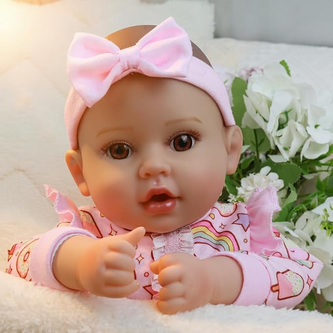 Baby Dolls, 17 Inches Large Realistic Baby Doll with Cute Soft Body, Real Life Baby Dolls Girl, with Bottles & Pacifier, Diapers and Bibs, Gift Idea for Ages 3+