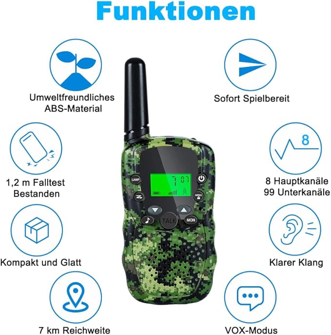 Walkie Talkies for Kids 3 Miles Long Range, 22 Channels Walkie Talkie with Clear Sound, Outdoor Camping Toys for Boys and Girls Age 6-8, Easter Basket Stuffers, Easter Gifts for Kids
