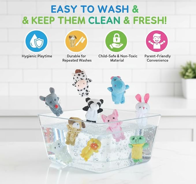Sealive Finger Puppets for Toddlers 1-3, Preschool, and Kids - 10 Soft Velvet Animal Finger Toys for Toddlers 1-3, Easter Egg Fillers, Perfect for Storytelling, Educational Play, and Party Favors