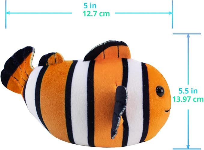 zhuzhu Aquarium Blue Shark and Clown Fish - Stuffed Animals with Motor Inside | Robotic Fish Toys Suitable for Ocean Party Favors | Batteries Required