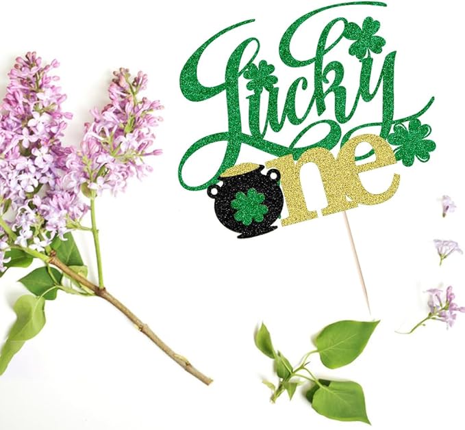Lucky One cake topper -for St.Patrick's Day Theme Baby Shower Kids 1st Birthday Party Decorations Supplies