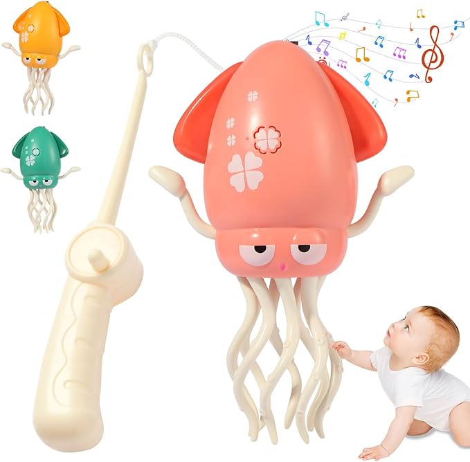 Electric Dancing Squid Toys，Automatic Obstacle Avoidance Sensor Toys Upright & Crawling Two Modes,Rechargeable Magic Dancing Music Squid for Kids Boy Girl Birthday Gifts (Pink)