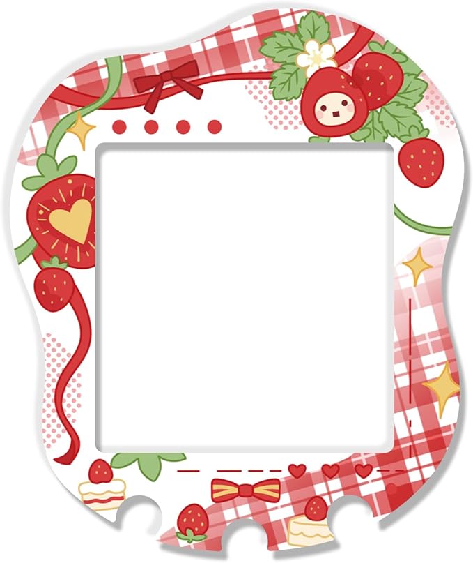 Holographic Laser Faceplate Sticker for Tamagotchi Uni, Self-Adhesive DIY Face Plate Decal, Shimmering Protective Skin for Virtual Pet - (for uni-Strawberry RED)