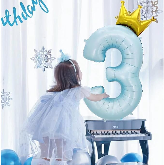 Giant Pale Blue 0 Number Crown Balloons 40 Inch Light Blue 0 Mylar Helium Large Crown Digital Balloon Baby Blue Birthday Numbers Balloons 10th Birthday Kids Theme Party Decoration Supplies