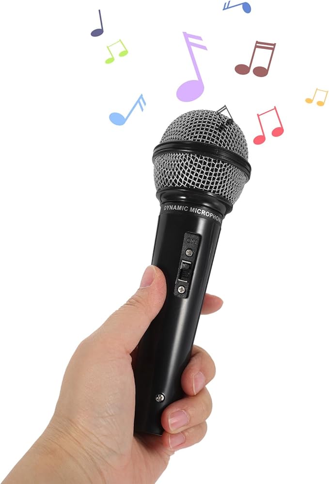 TOYANDONA Fake Microphone Prop for Kids - 6. 4" Plastic Microphone Pretend Play Mic Toy for Reporter Interview, Karaoke Stage Performance, Halloween Christmas Party Costume Favors