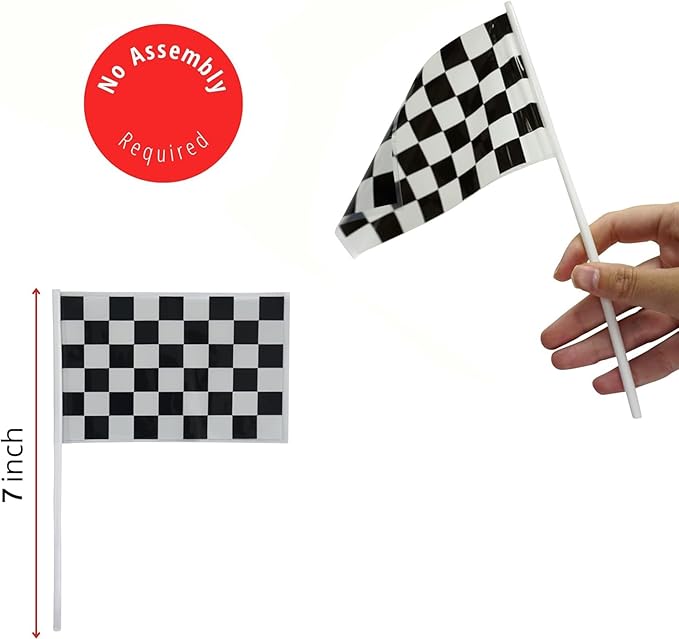 Racing Cars Birthday Decorations,Racecar Centerpiece Decoration - Orange Racing Cones(12), Checkered Flags (24), Plastic Tablecloth (54"x108"),Floor Runner,Banner Race Car Party(40pcs)