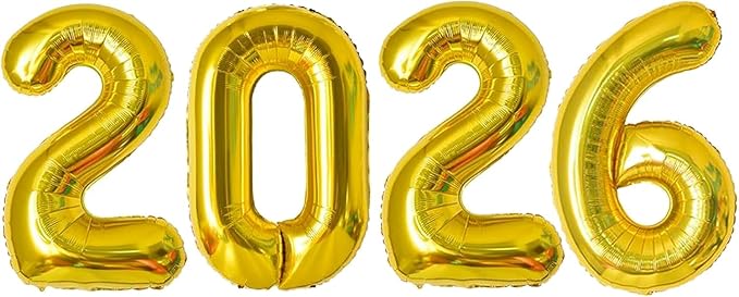 2026 Number Balloons,40inch 2026 Gold Number Balloons for New Year Eve Festival Party Supplies Graduation Decorations